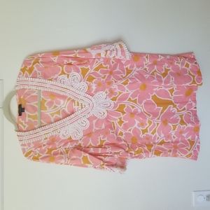 J Crew Pink Floral Swimsuit Cover Tunic sz Small
